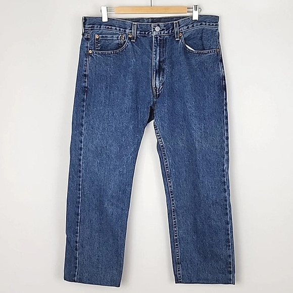 Levi's 505 Men's Blue Wash Denim Jeans Straight Leg Size 36 - Picture 1 of 13